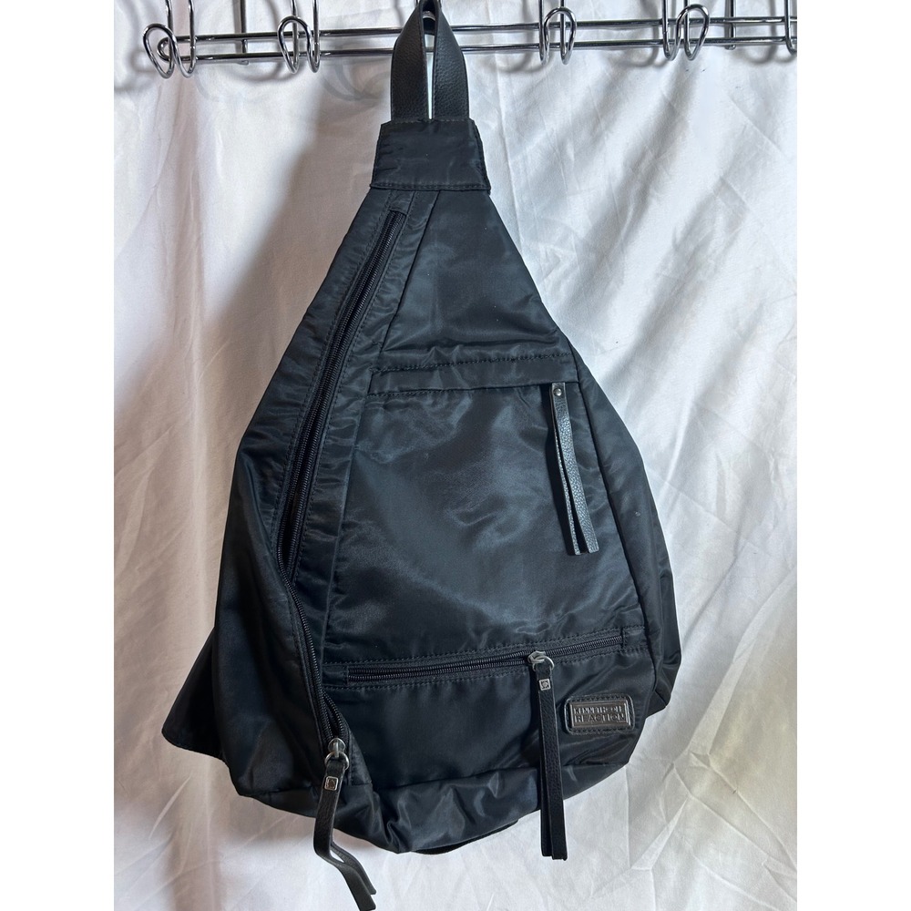 Kenneth Cole Reaction Sling Backpack OS Black Nylon Crossbody Bag Womens